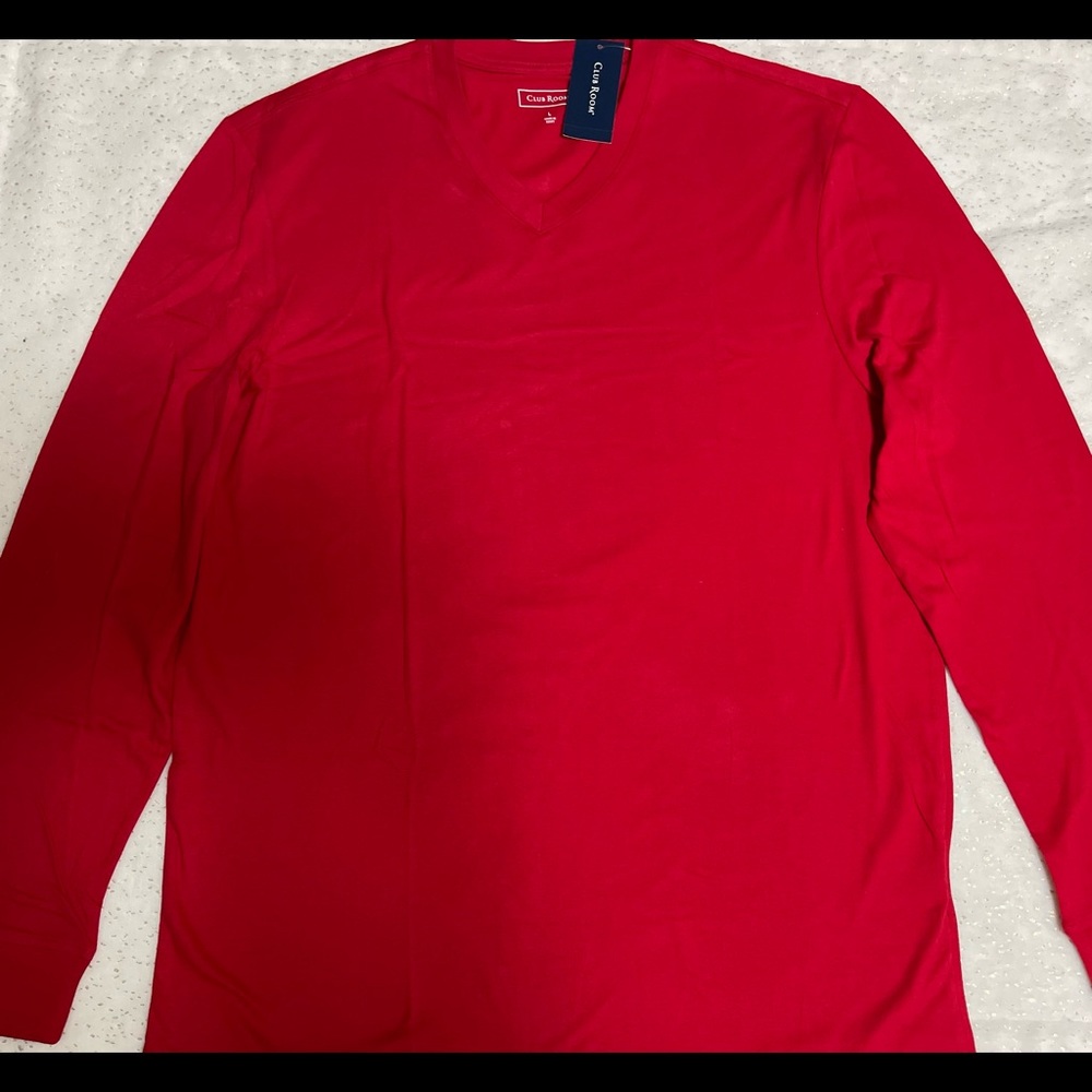 Club Room Men’s V-Neck Long Sleeve T-Shirt Created For Macy’s Fire Size L - Picture 2 of 9